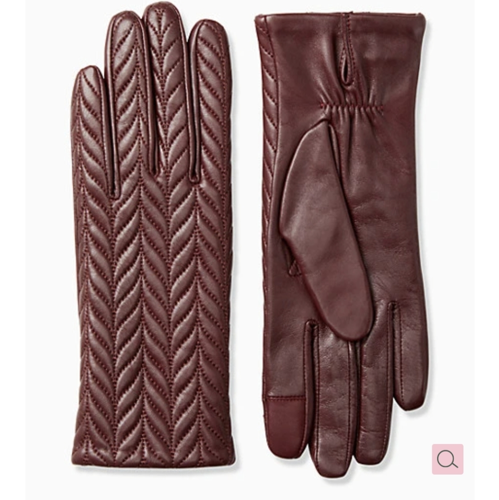 kate spade Quilted Leather Long Gloves in Burgundy